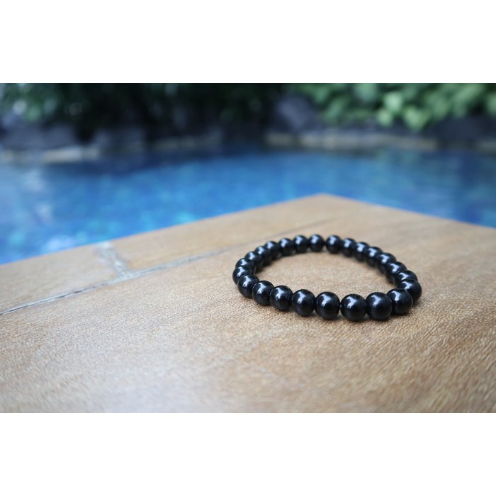 supplier GELANG BATU onyx hitam karet elastis unisex MERDEKA star seller