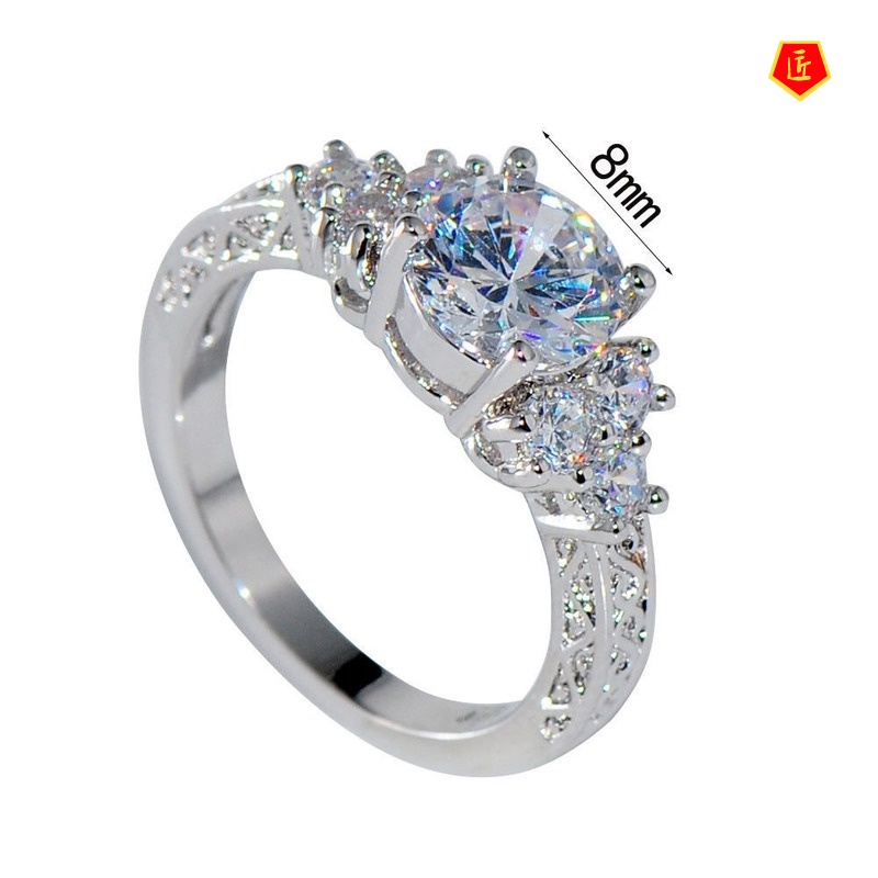 [Ready Stock]Zircon European and American Engagement Ring High-End