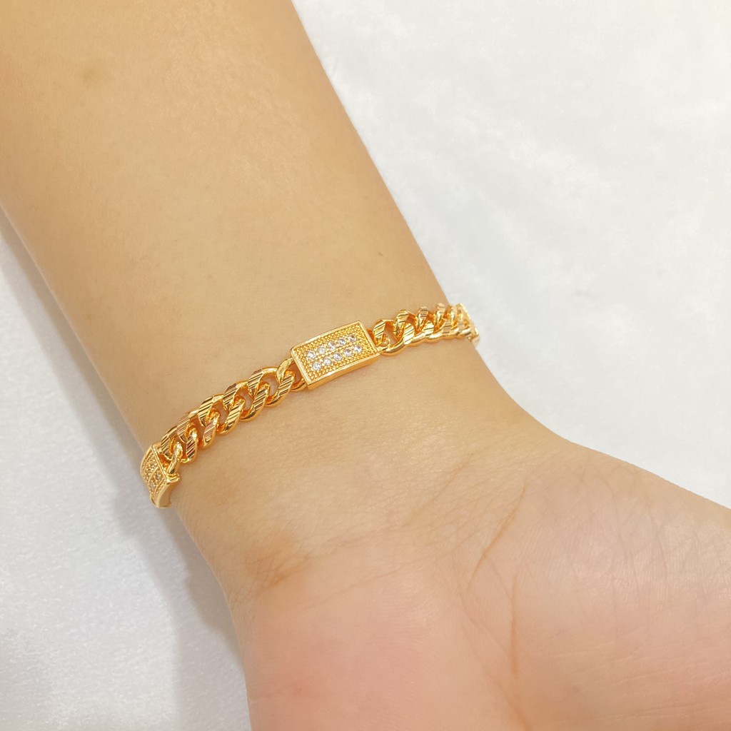 Gelang Rantai Titanium Wanita Anti Karat Xuping Lapis Emas Perhiasan Fashion Wanita Berlapis Emas KTA22-4