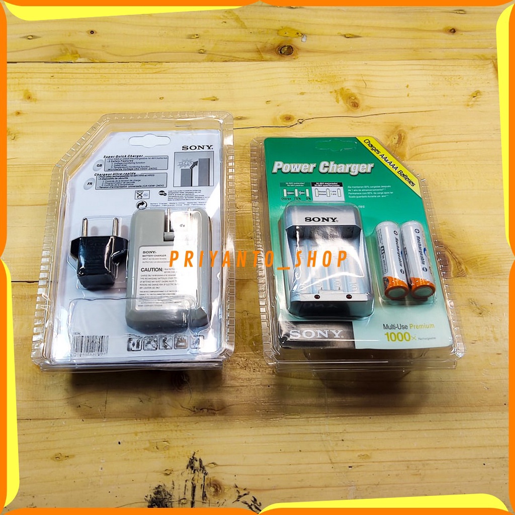 Paket batu Batrei Battery cas Sony A2 AA Dan Charger Sony Rechargeable