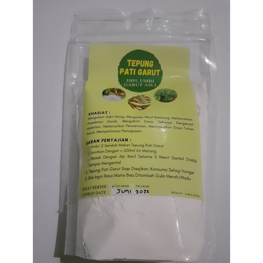 TEPUNG PATI GARUT 500 GRAM ASLI OBAT SAKIT MAAG, NYERI LAMBUNG, DIARE, MENGATASI ASAM LAMBUNG