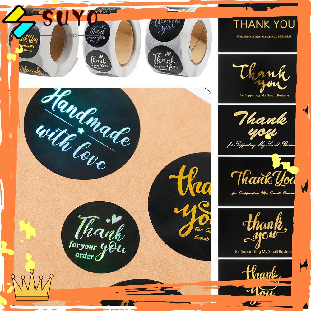 Suyo 50 / 500PCS Kartu Ucapan Terima Kasih Bahan Foil Emas Warna Hitam