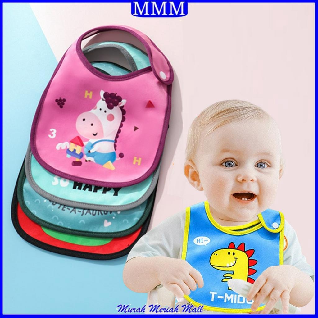 MMM Celemek Makan Bayi Motif Kartun Slabber Anak Waterproof Apron Baby Tahan Air Karakter Bib Bludru Import