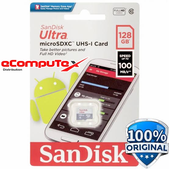 MICRO SD SANDISK 128GB MEMORY CARD 100MBPS / MICRO SD SANDISK 128 GB CLASS 10 SPEED 100 MBPS C10