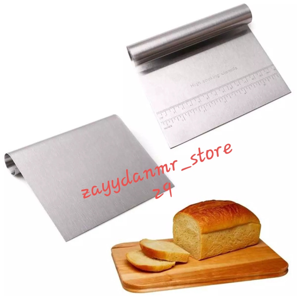 Spatula Scraper Kape Kue Tart Pizza Cutter - Stainless Steel Food Grade - Silver - Dekorasi Kue Tart