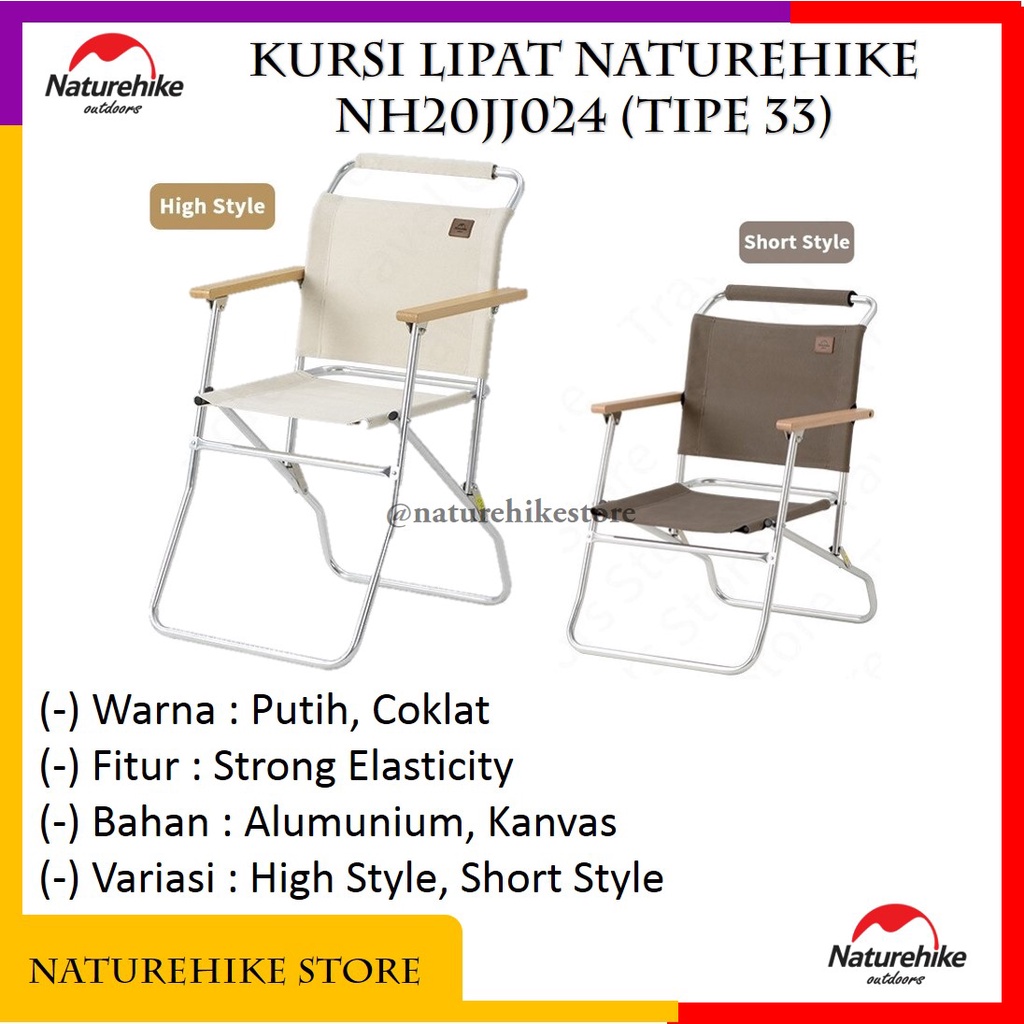 Kursi Lipat Folding Chair Ultralight Camping Outdoor Gunung Hiking Piknik Traveling Naturehike NH20J