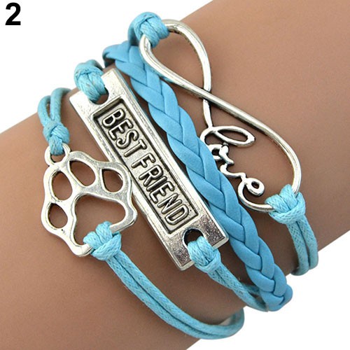 Gelang Tangan Tali Motif Telapak Kaki Infinity Bahan Alloy Gaya Vintage Untuk Wanitapesta