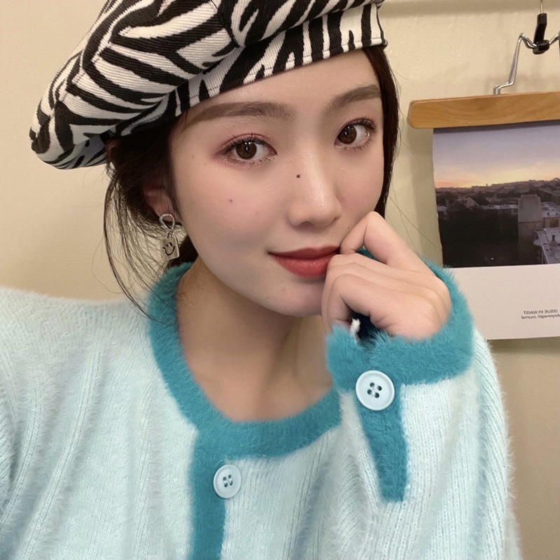 Anting Tusuk Sterling Silver 925 Desain Geometri Smiley Simple Untuk Wanita 4640