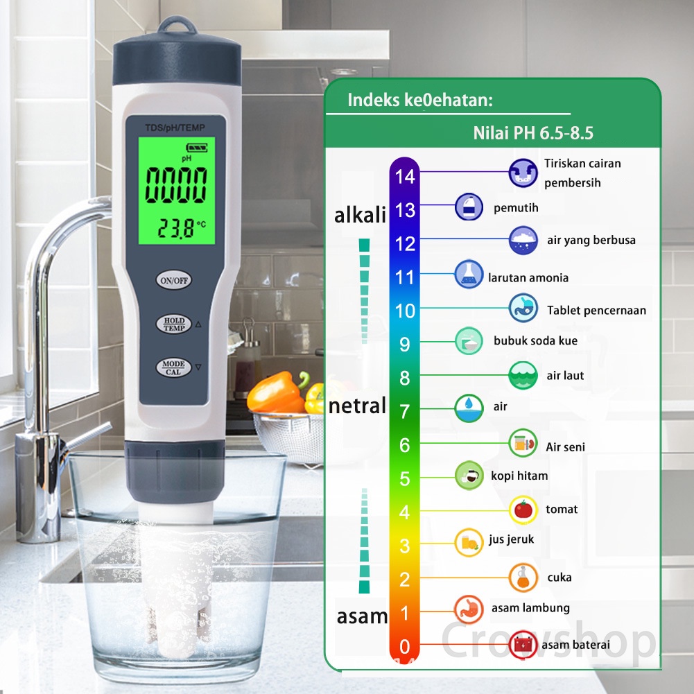 PH METER / TDS / TEMPERATUR 3 IN 1 WATERPROOF EZ 9901 (garansi satu minggu)