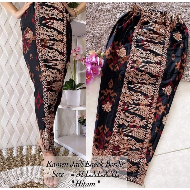 Kamen jadi bali songket bordir endek premium (pinggang karet)