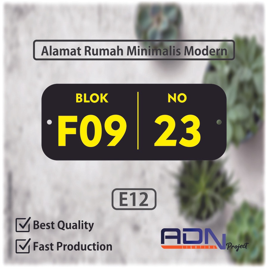 Nomor Rumah Akrilik / Acrylic / Papan Nomer Rumah Berkualitas Type E12 ADN.in