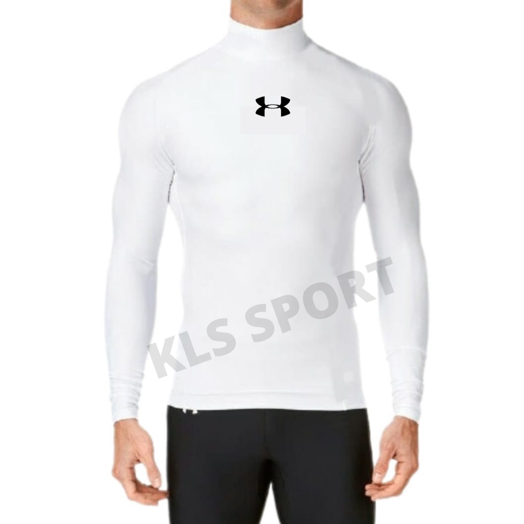 Base Layer Pria Manset Olahraga Tanpa Lubang Jari, Baselayer Putih-UA