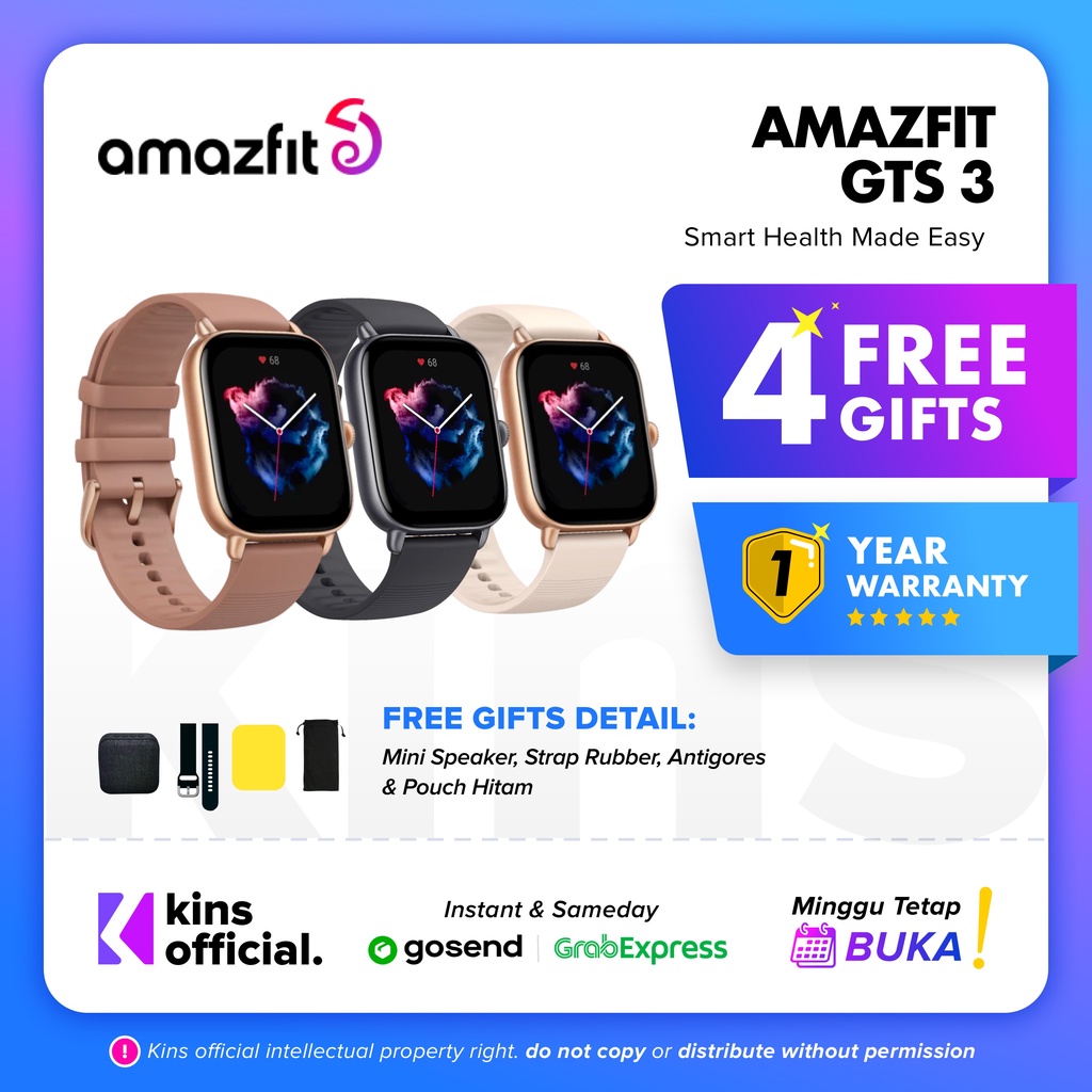 Amazfit GTS 3 Smartwatch Fashion Sports Watch Garansi Resmi Amazfit Indonesia