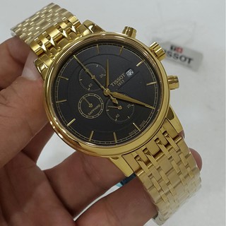 Jam Tangan Tiss0t Silver Chronometre warna gold plat hitam Jam Tangan Tiss0t Silver Chronometre warna gold plat hitam
