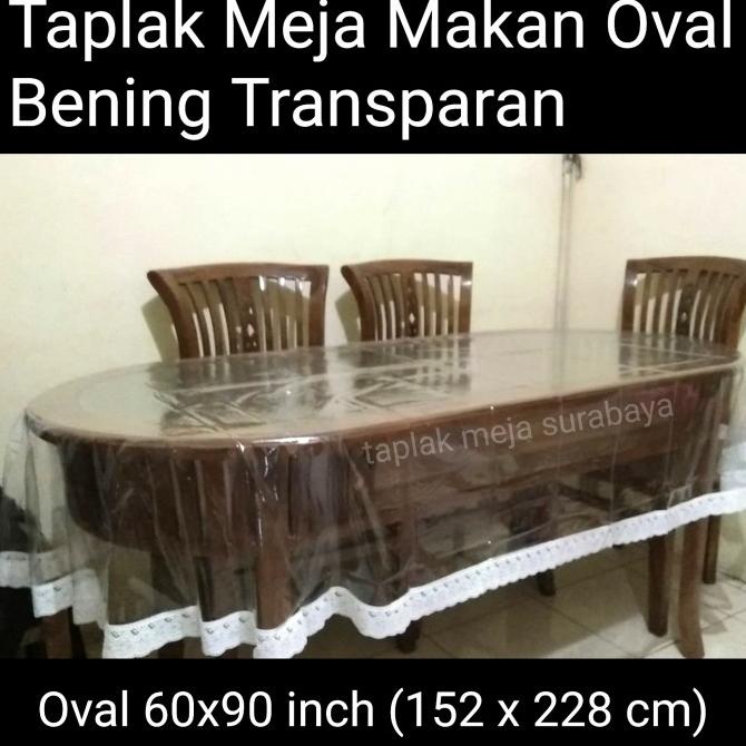 Taplak Meja Makan Oval Plastik Bening Transparan 152 x 228 cm Anti Air