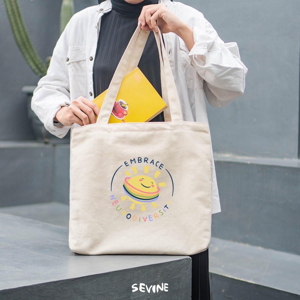 Sevine Tote Bag Kanvas Emily Resleting Kantong Tas Laptop Wanita Kuliah Sekolah Fashion Totebag Kerja Quotes Girl Aesthetic - RF