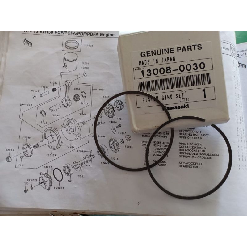 Ring piston B Standar kawasaki Ninja R SS RR Original