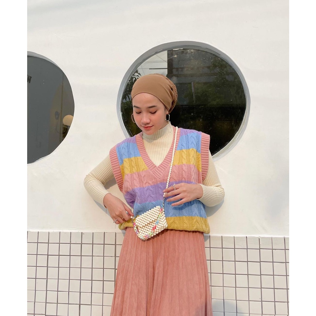 TERBARU Bayar ditempat [COD] / CANDY CABLE VEST / Rainbow Vest Rajut / Rompi rajut candy /Rompi wani