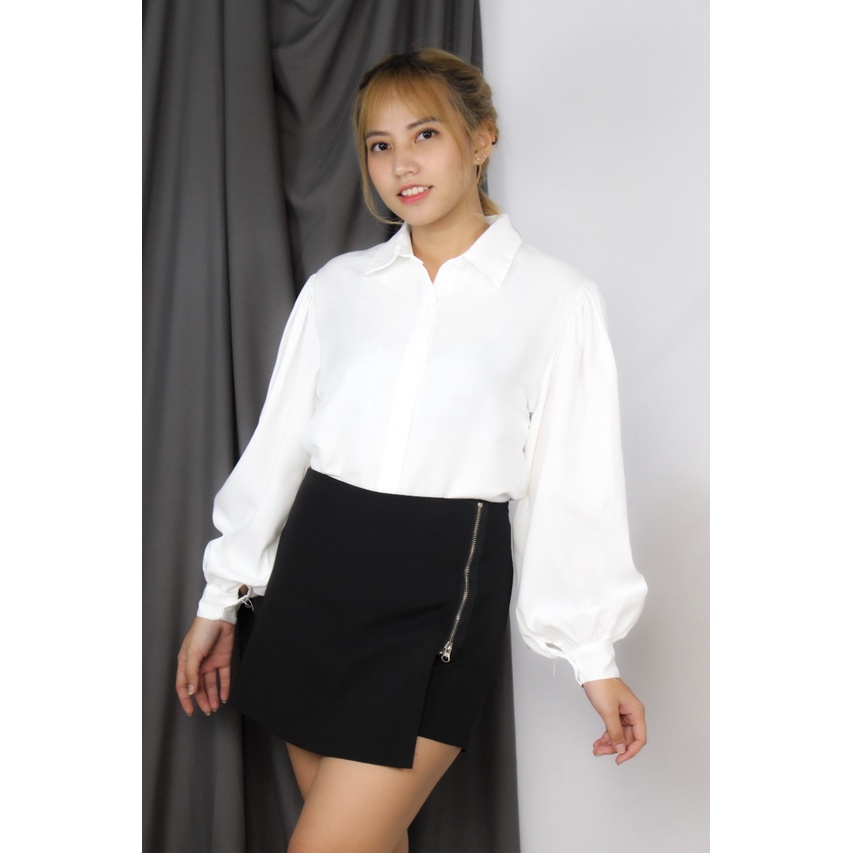 RX Fashion - Audry Rufi Basic Shirt Blouse / Blouse Mona / Kherila -BN-PUTIH