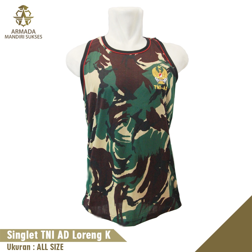 Kaos Singlet TNI AD Logo Loreng - Kaos Dalam TNI AD