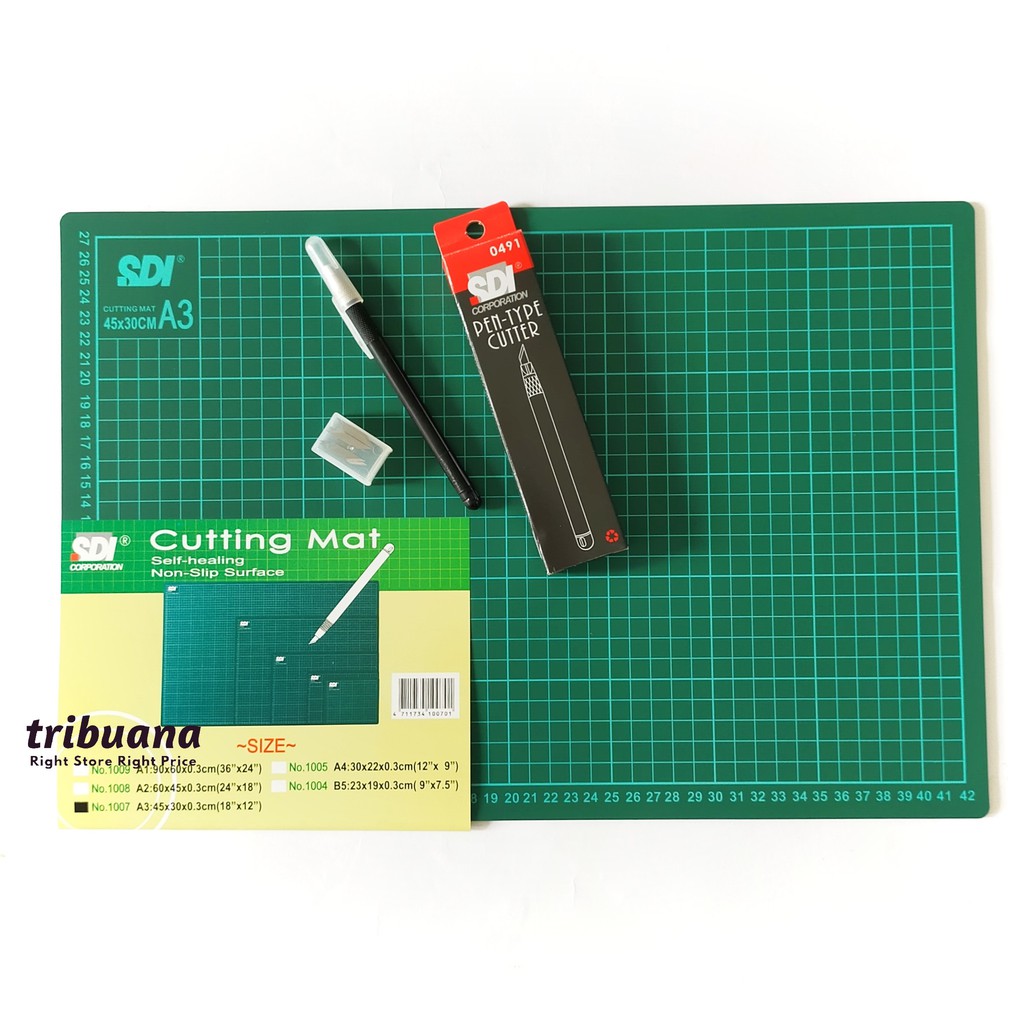 Paket Cutting Mat A3 + Cutter Pen - Rotary Cutter