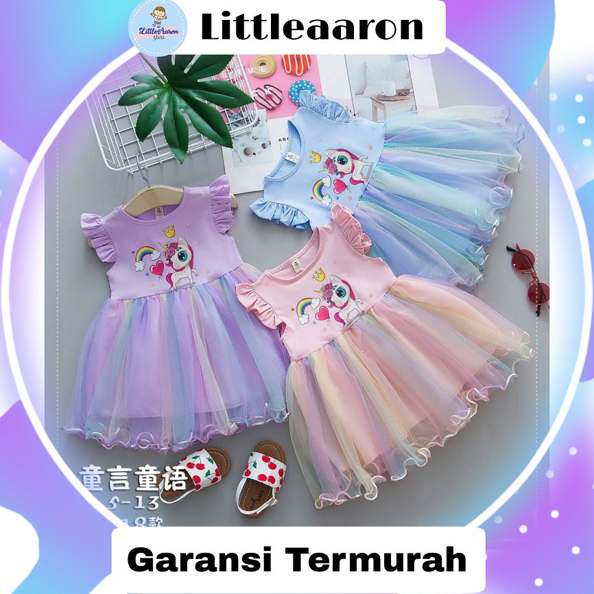 LittleAaron DRESS IMPORT UNICORN FLOW 818 EBV Baju Dress Anak Perempuan Import