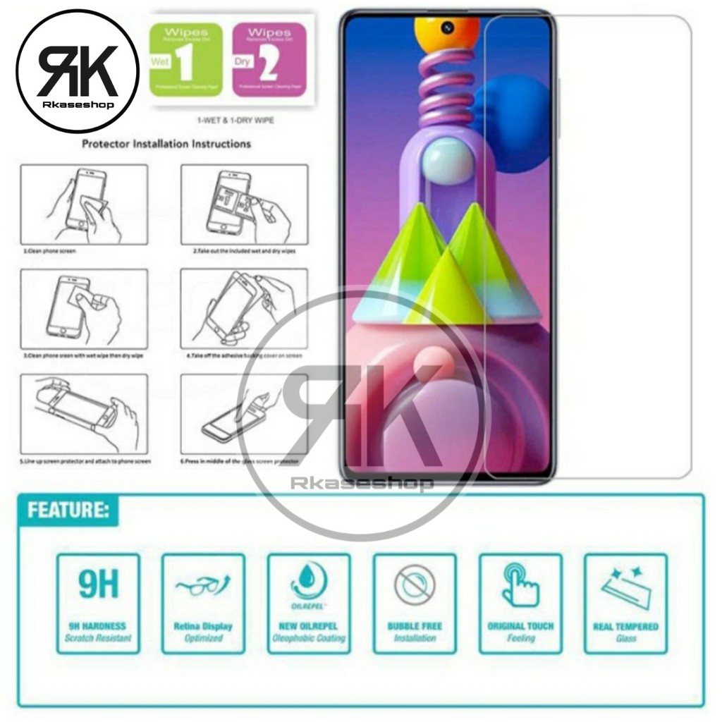 tempered glass Samsung A51 A71 S20 FE M31 M51 Anti gores screen guard kaca clear