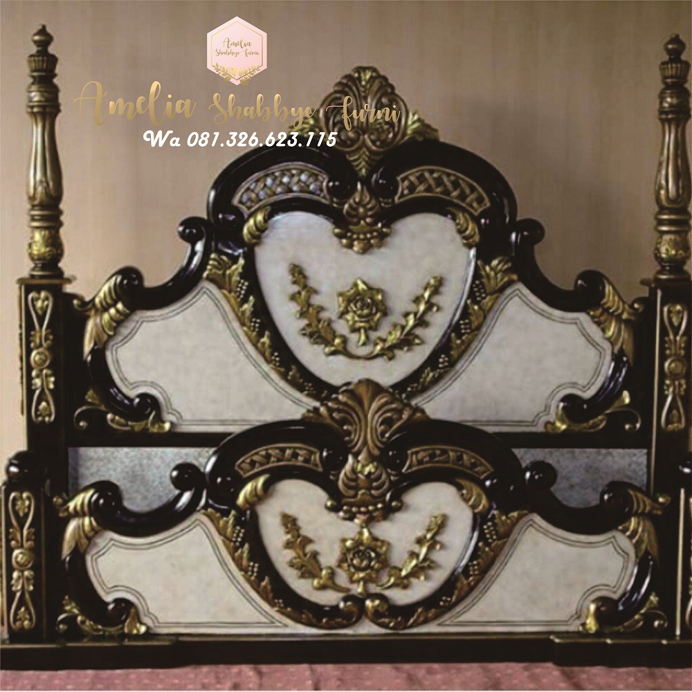 Dipan / Ranjang Cinta King Size Finishing Gold Marmer