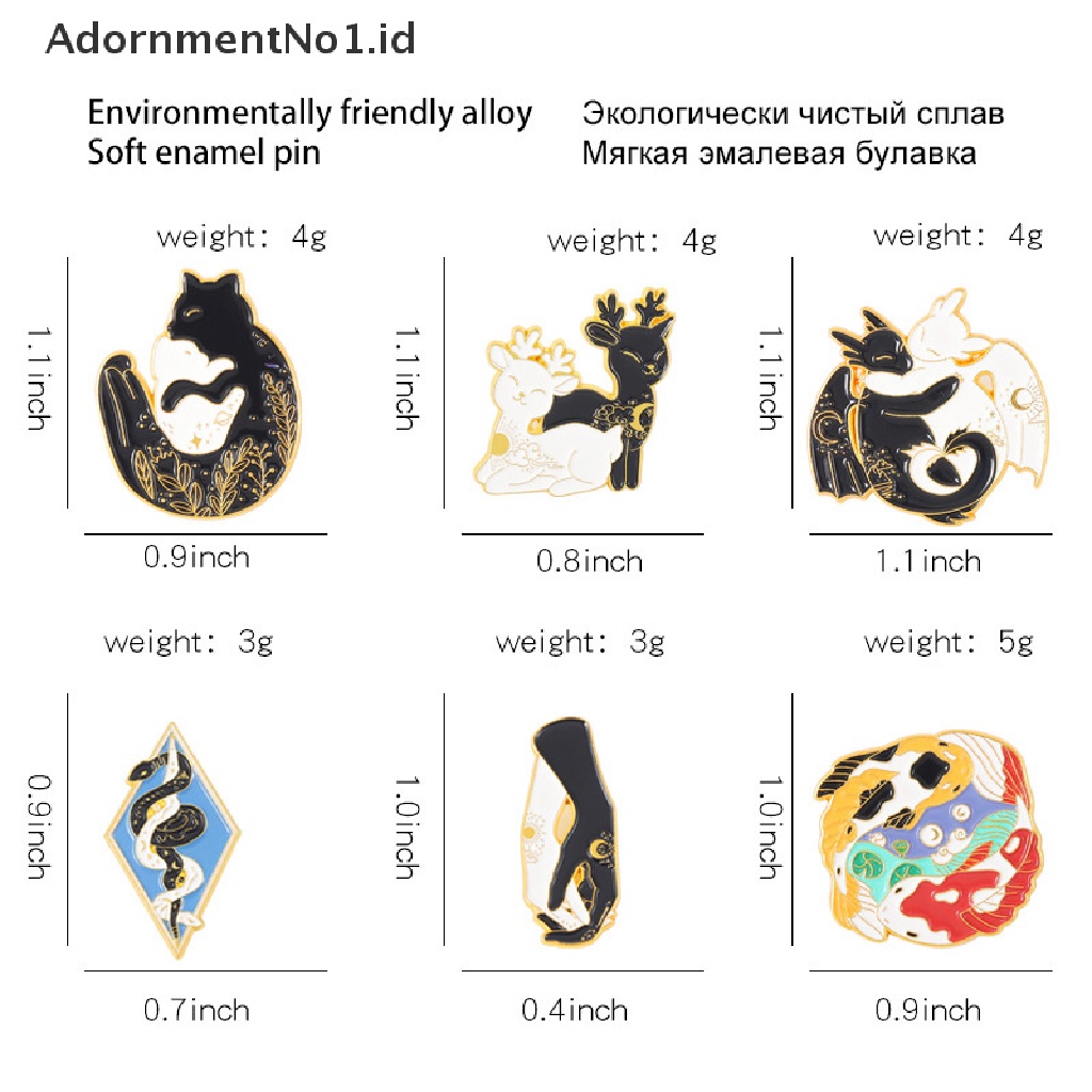 (AdornmentNo1) Bros Pin Enamel Desain Kucing / Rusa / Koi Keberuntungan Warna Hitam