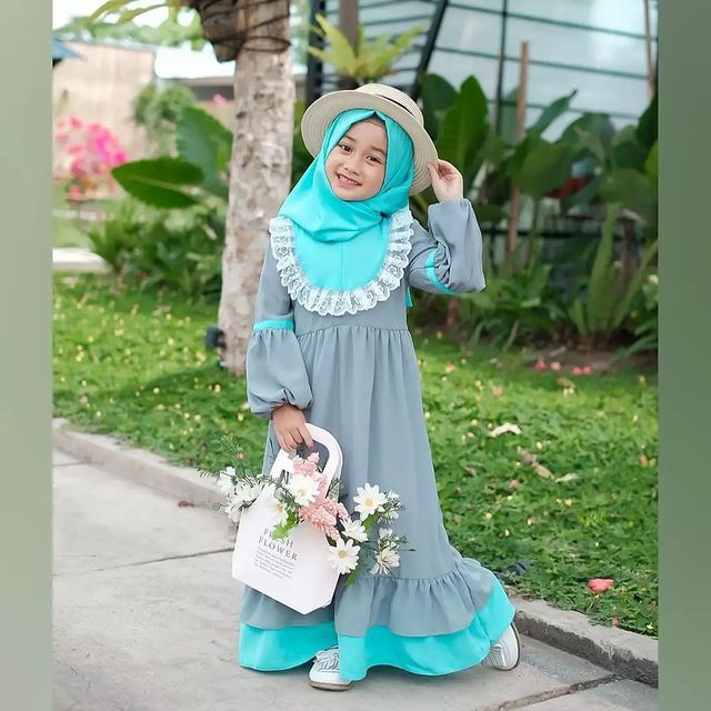 ALESHA KIDS Bahan MANGGO CREPE MIX RENDA 7-9 THN DAPAT GAMIS ANAK (TIDAK TERMASUK HIJAB) ( BACA DESK