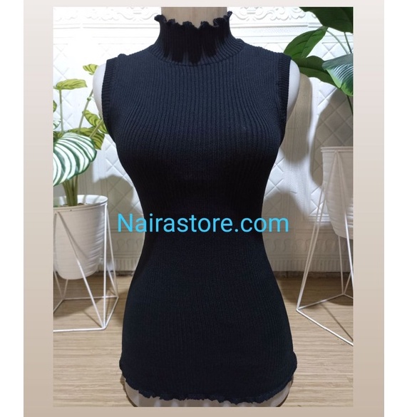 Turtle Neck Tanktop Rajut / Tank top kerah tinggi kriwil rajut wanita / Inner Manset