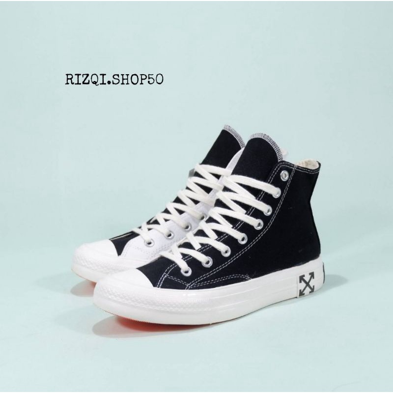 Sepatu Sneakers pria/wanita original 70s high BLACK CREAM X Off White-4