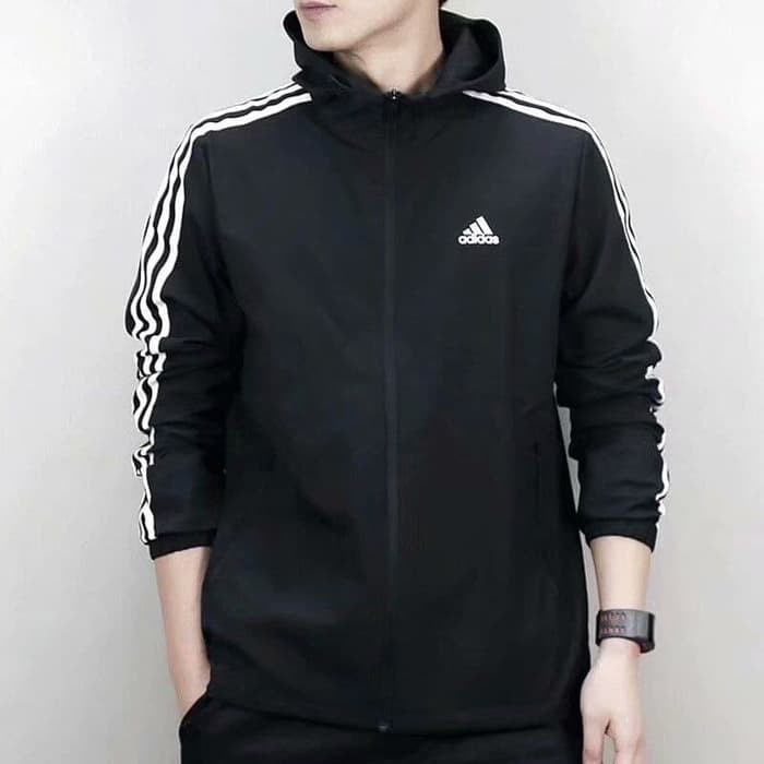 PROMO JAKET PRIA WANITA ADIDAS SPORTY KEREN IMPORT MURAH - HITAM, L TERMURAH