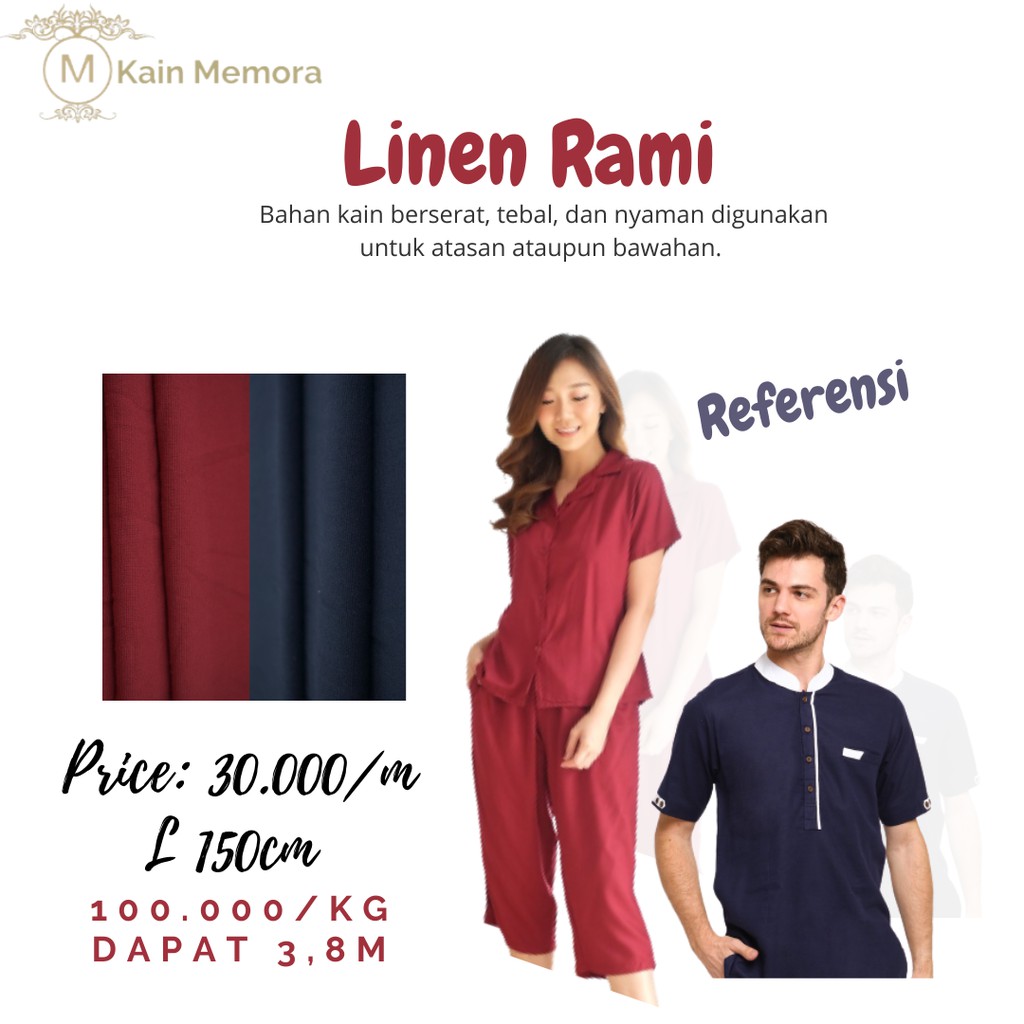 Kain Memora Kain Linen Polos Biru Navy dan Merah Lebar 150 cm Murah Banget Good Quality