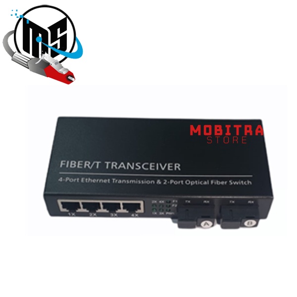 Media Converter 2 SC 4 LAN Gigabit | Ethernet Fiber Switch 2 Port FO 4 Port LAN Gigabit