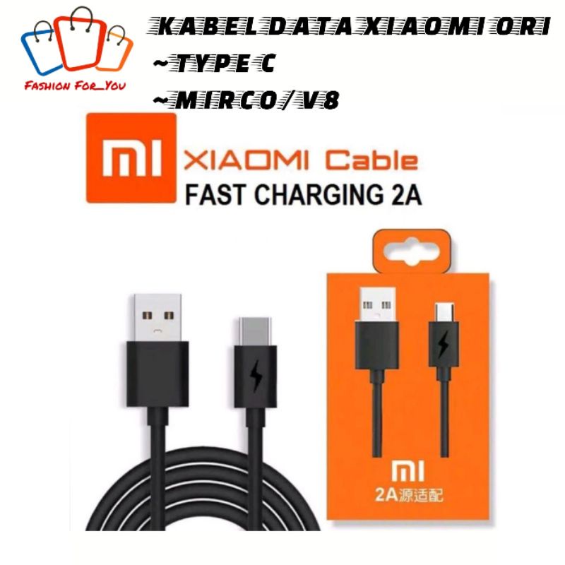 KABEL DATA ORI XIAOMI V8/MICRO USB DAN TYPE C ORI KUALITAS MANTUL