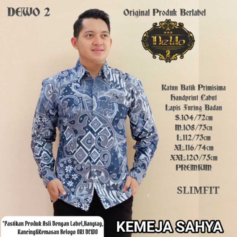 Batik Slimfit Warna Biru Kemeja Batik Slimfit Lengan Panjang Batik Slimfit Lapis Furing SAHYA