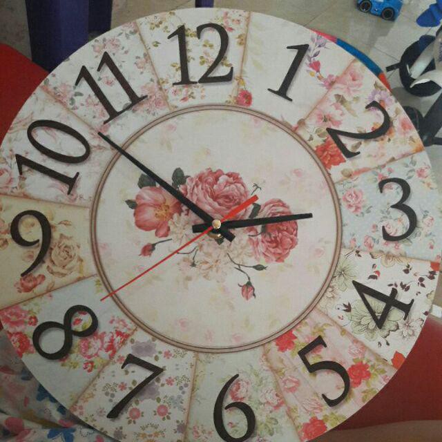 63 Jam Dinding Unik Bunga Cantik Hiasan Interior Ruang Motif Bunga Shabby Chic-4