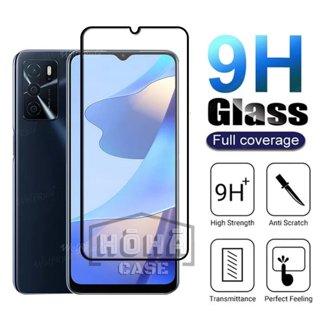 PROMO 2in1 Tempered Glass Oppo A16 TG Layar FULL COVER Black Premium Free GarSkin Carbon flexible