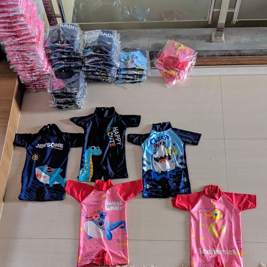 Baju Renang Bayi 1-2 th Diving SHARK DINO PAUS SEA HORSES MINI LUCU SAPI MOO PENGUIN FLAMINGO UNICORN GOOD