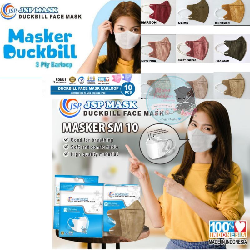 MASKER DUCKBILL JSP SACHET 3PLY ISI 10 / DCUKBILL WARNA / MASKER