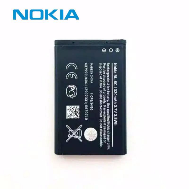 Baterai Original Nokia 105 106 107 150 215 216 220 222 1200 1110 1650 2330 5130 2730 DS Batre Batrei Batrai Battery BL5C original 100%