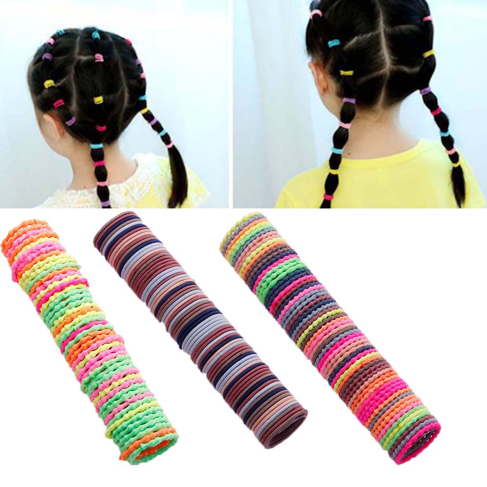 50PCS/Lot Girls Colorful Basic Elastic Hair Ropes Rubber Bands Hair Accessories