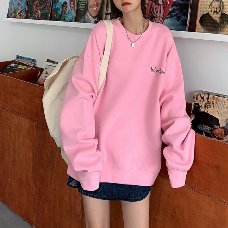 (S - 6XL) Simple SWEATER Korean Style BABYELLOW Crewneck Harajuku Big size Jumbo Oversize Unisex Simple Words