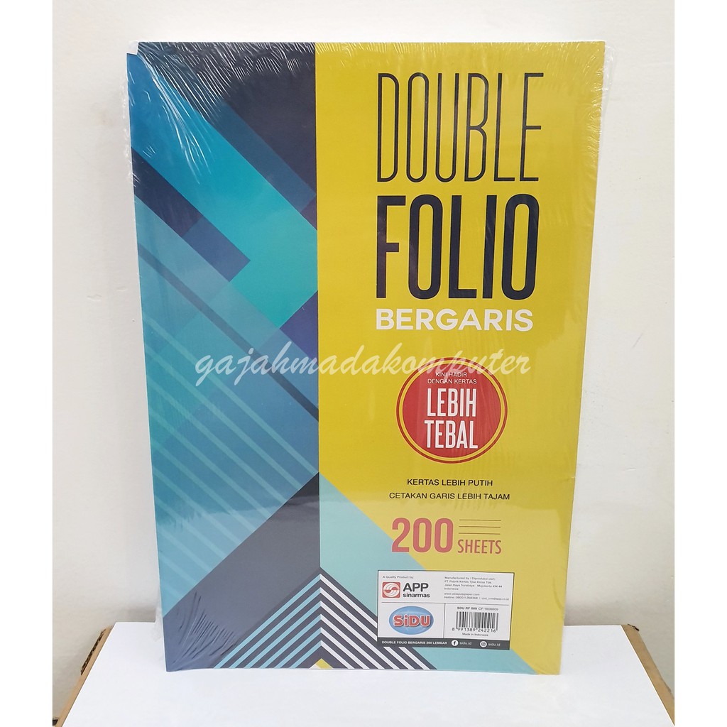 Jual Kertas Dobel Double Folio Bergaris SIDU Sinar Dunia 200 Lembar ...