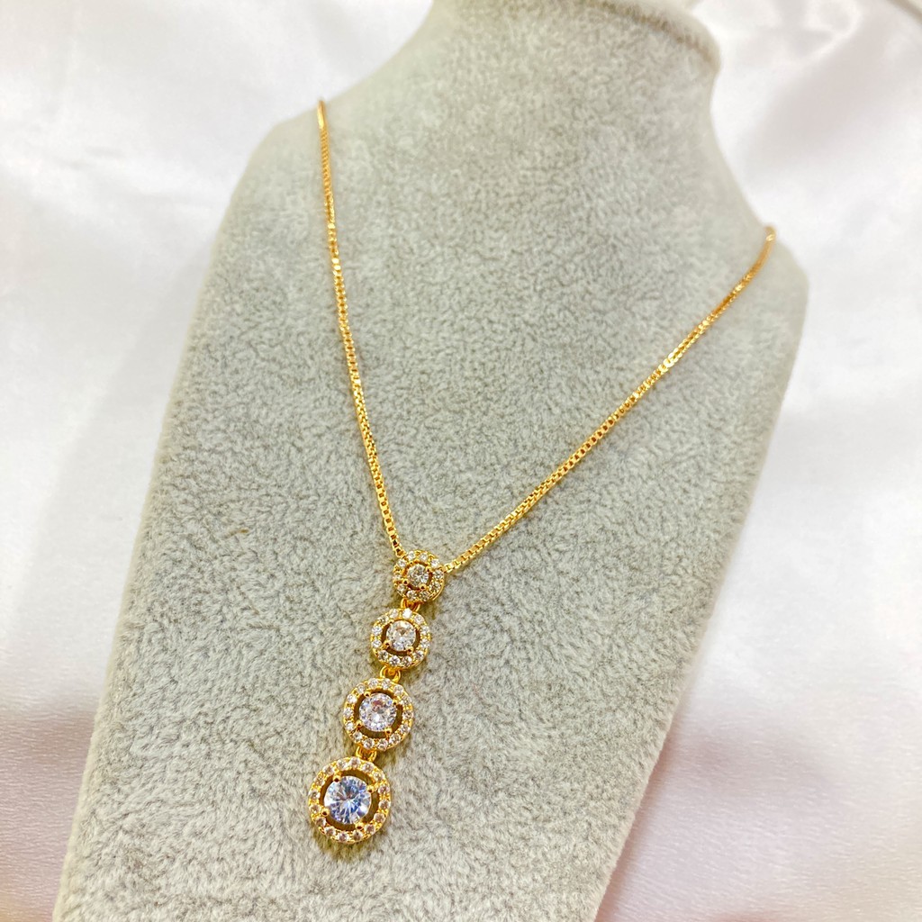 Kalung Wanita Permata Zircon Lapis Emas Aksesoris Fashion