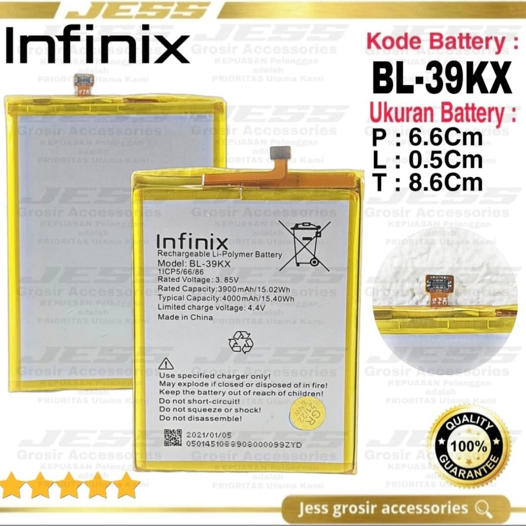 Baterai Original Infinix HOT S4 X626 X626B HOT 7 / 7 PRO X625 X625B X625D X624 X624B BL-39KX BL39KX