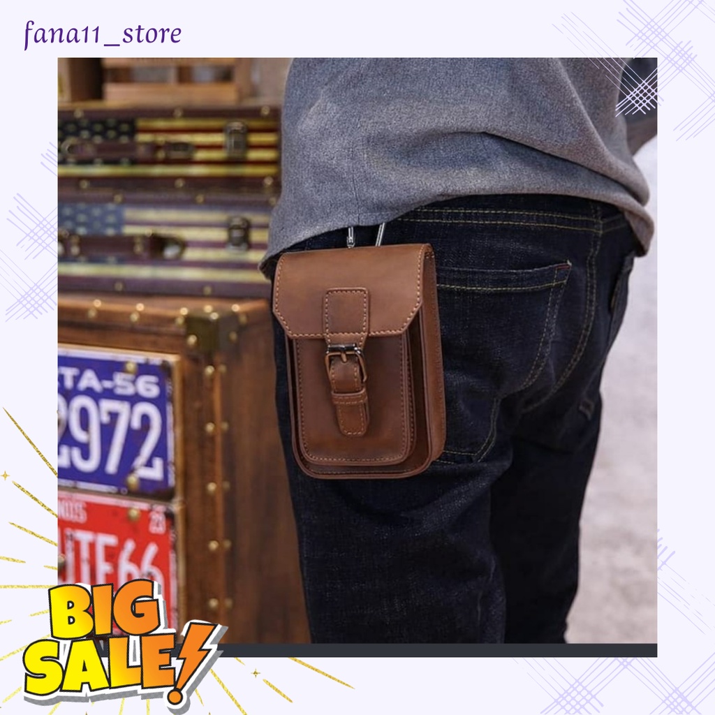 Tas Pinggang Waist Bag Pria Kulit Tas Pinggang Pria waterproof, waist bag pria Rokok Hp tas pria mur