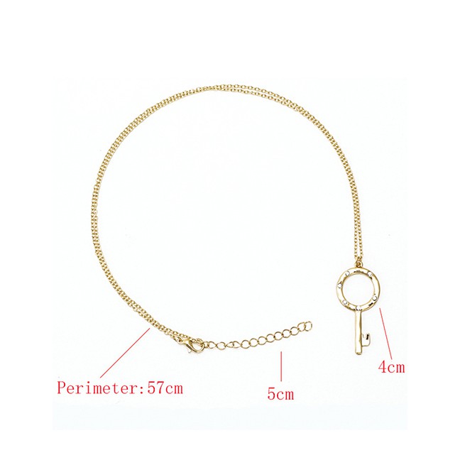 LRC Kalung Fashion Kc Gold Alloy Key Diamond Necklace K13356