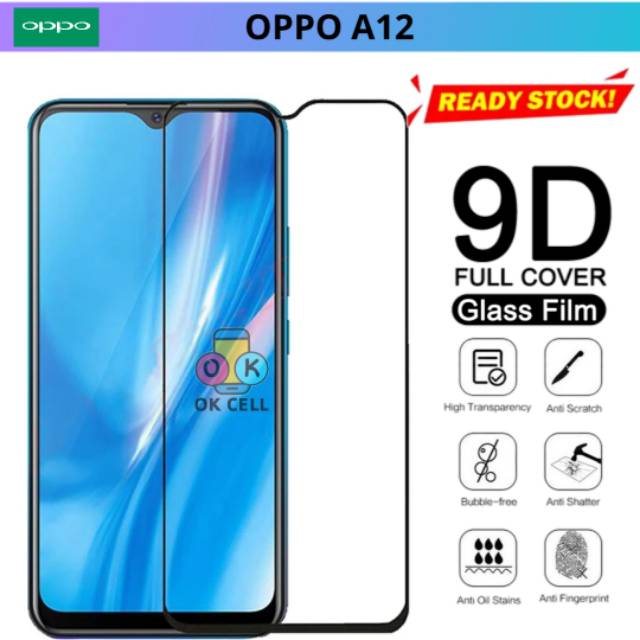 TEMPERED GLASS 9D OPPO A12 TG ANTI GORES KACA FULL LAYAR PELINDUNG GUARD SCREEN PROTECTOR PREMIUM